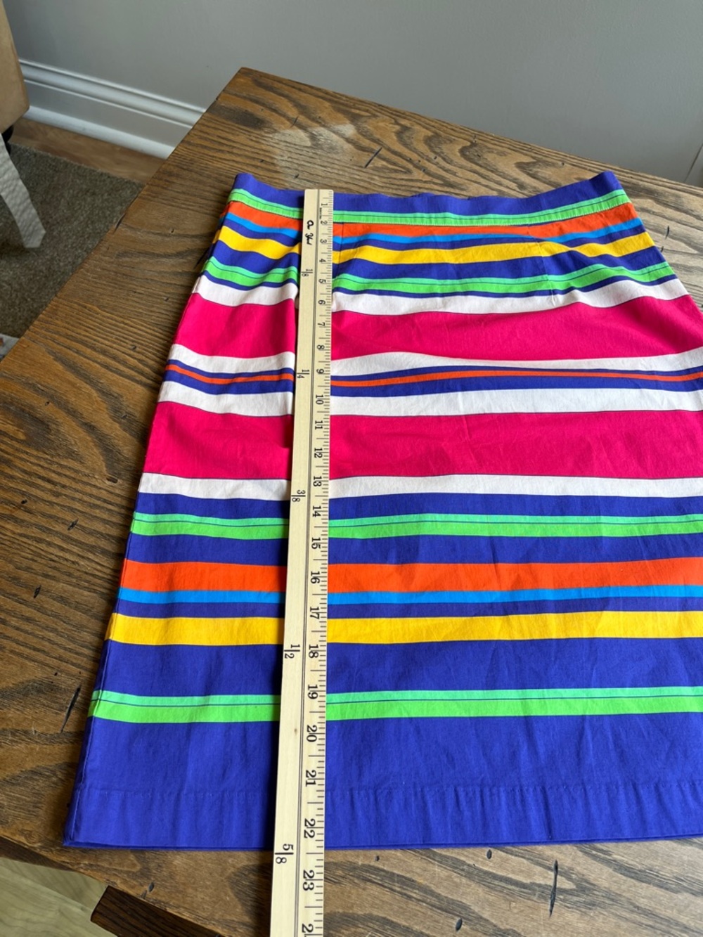Frances Valentine Striped Pencil Skirt - Pink, Blue & Multicolor cotton size 6-8 - Picture 6 of 9